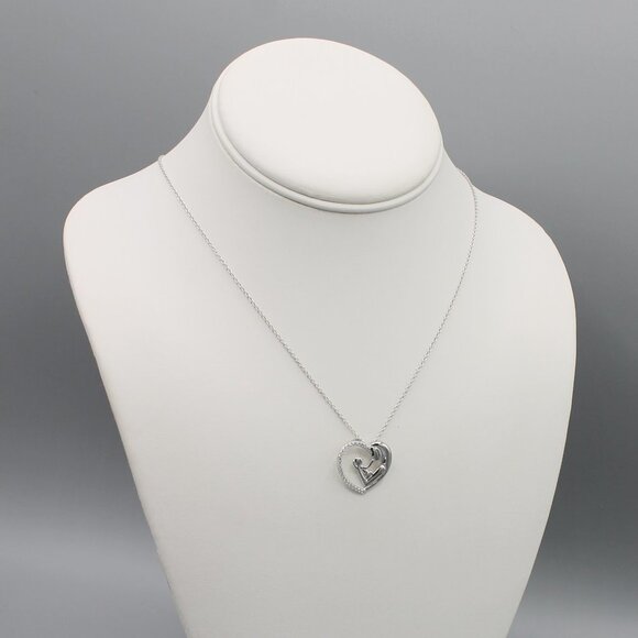Jewelry necklace mom mother and child heart love forever 925 sterling silver new - Picture 5 of 6
